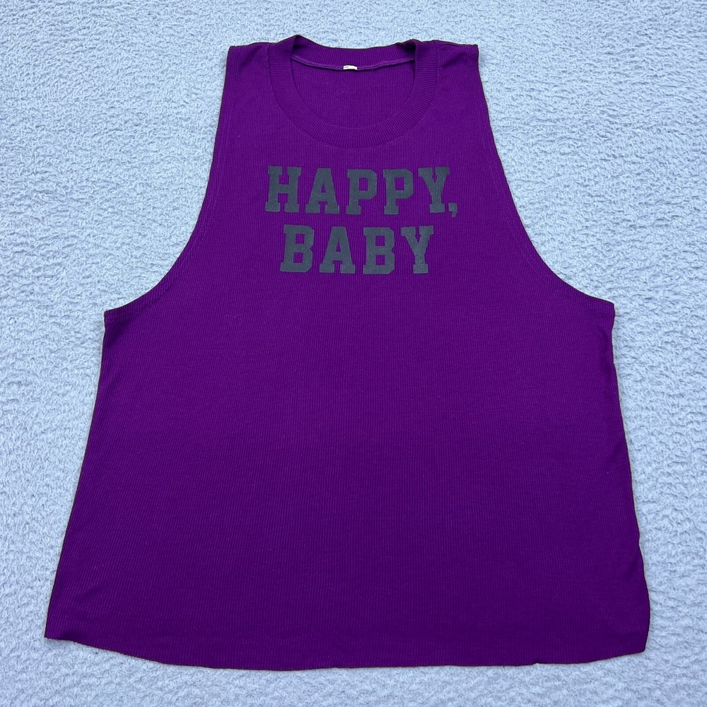 Alo Yoga Women's Tank Top Happy Baby Sleeveless Shirt Athletic Purple L